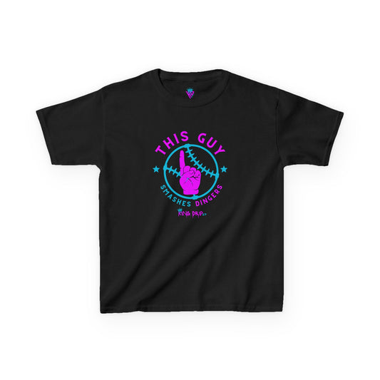 Kids Baseball Theme Tee King Drip 27 - "This Guy Smashes Dingers" T-Shirt