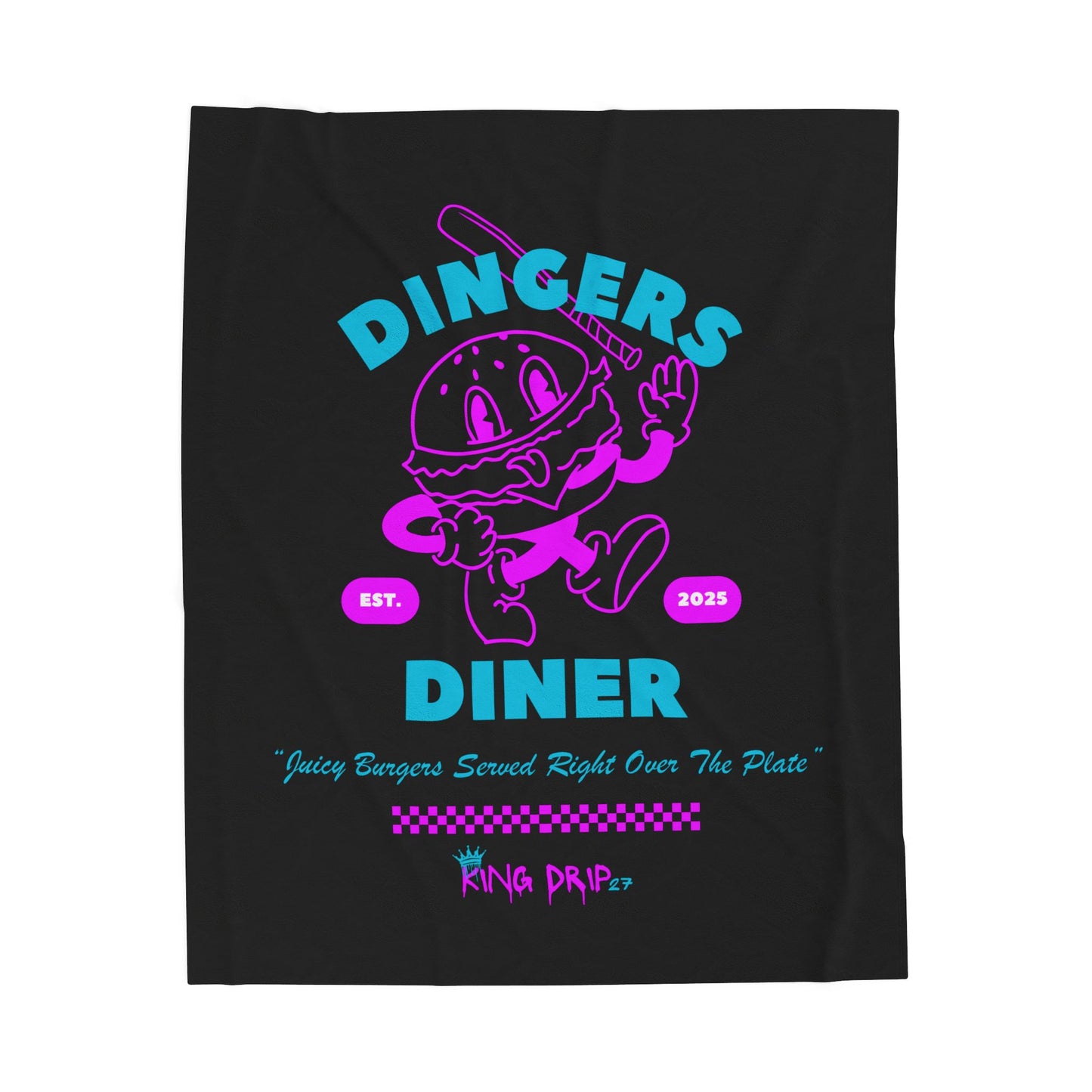King Drip 27 Retro Diner Plush Blanket - Cozy Velveteen Throw
