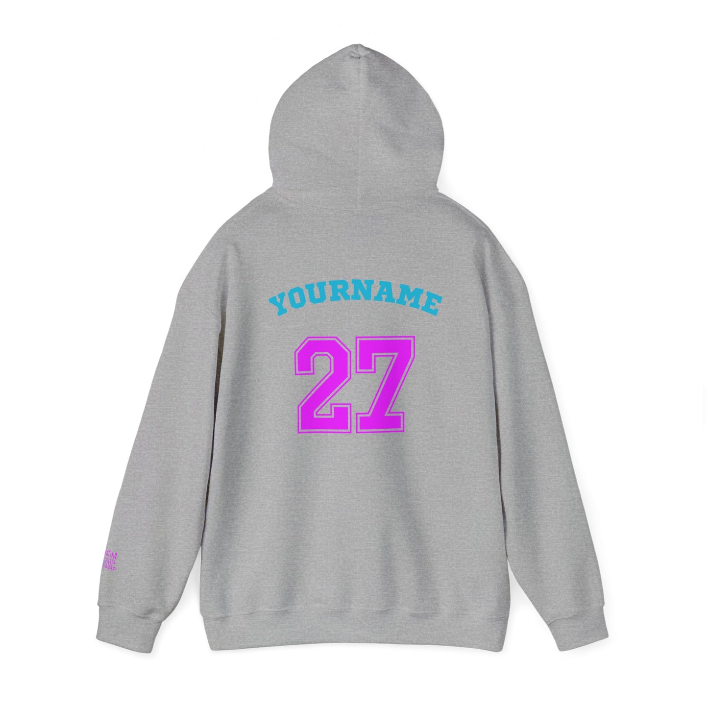 King Drip 27 MOM DRIP Custom Baseball Mom Hooded Sweatshirt - Unisex Heavy Blendâ„¢