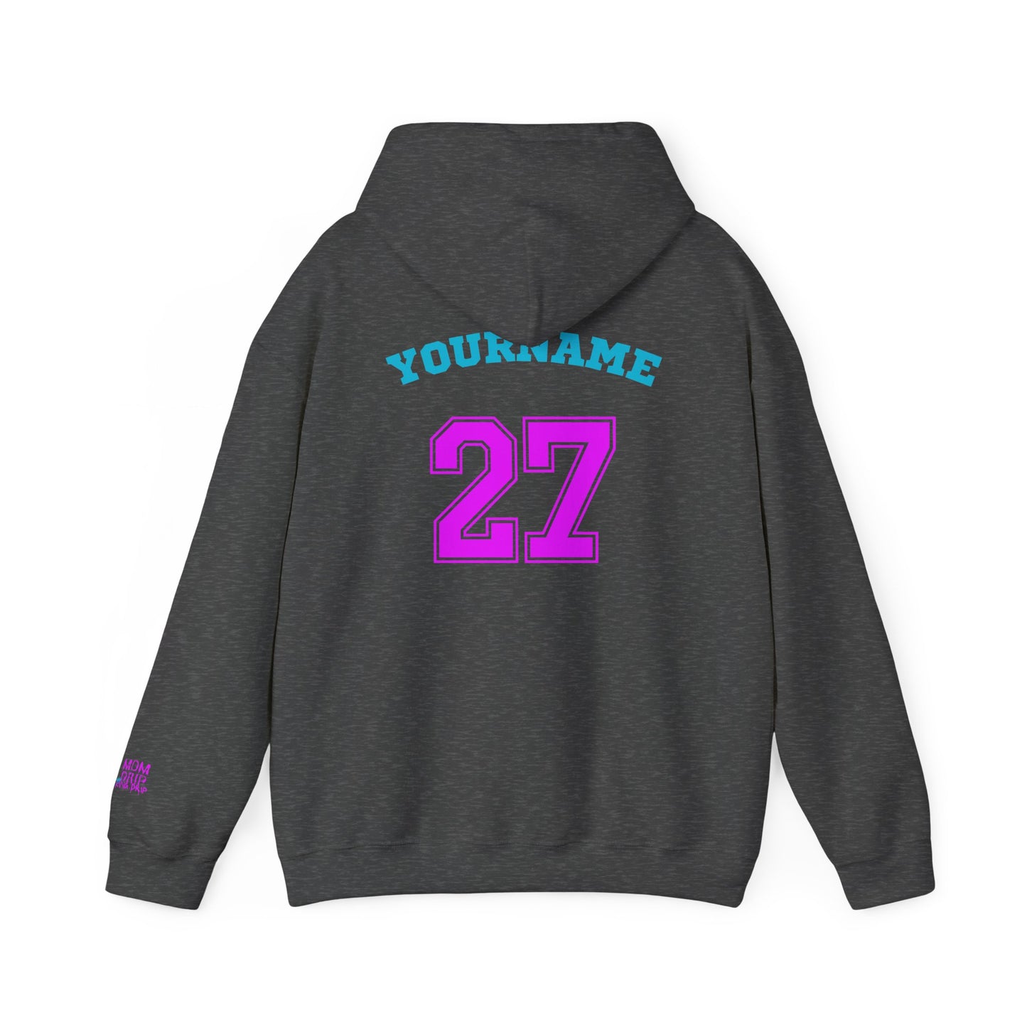 King Drip 27 MOM DRIP Custom Baseball Mom Hooded Sweatshirt - Unisex Heavy Blendâ„¢