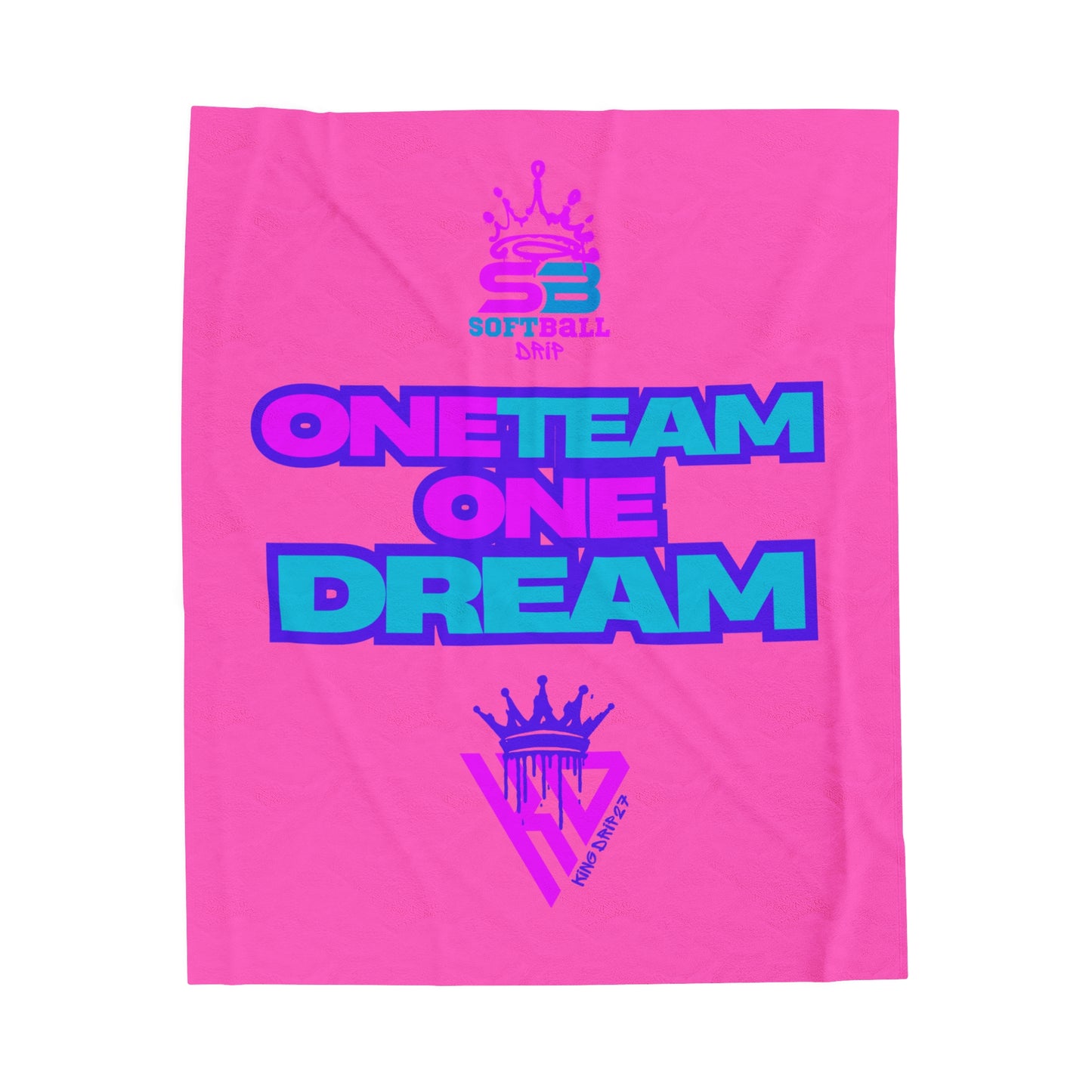 Softball Team Velveteen Plush Blanket - One Team One Dream