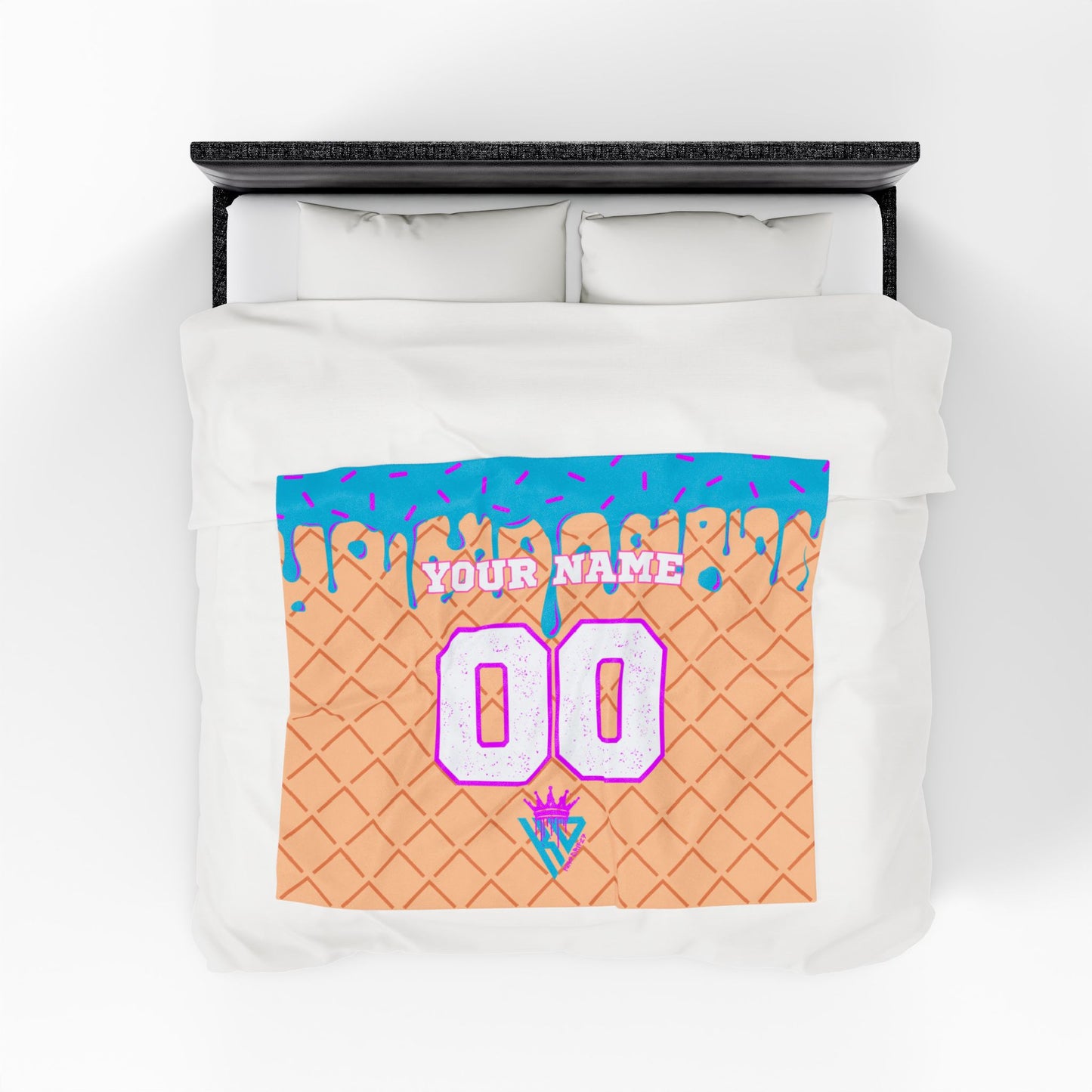 King Drip 27 Custom Ice Cream Cone Plush Blanket - Cozy & Colorful Throw for Sweet Dreams