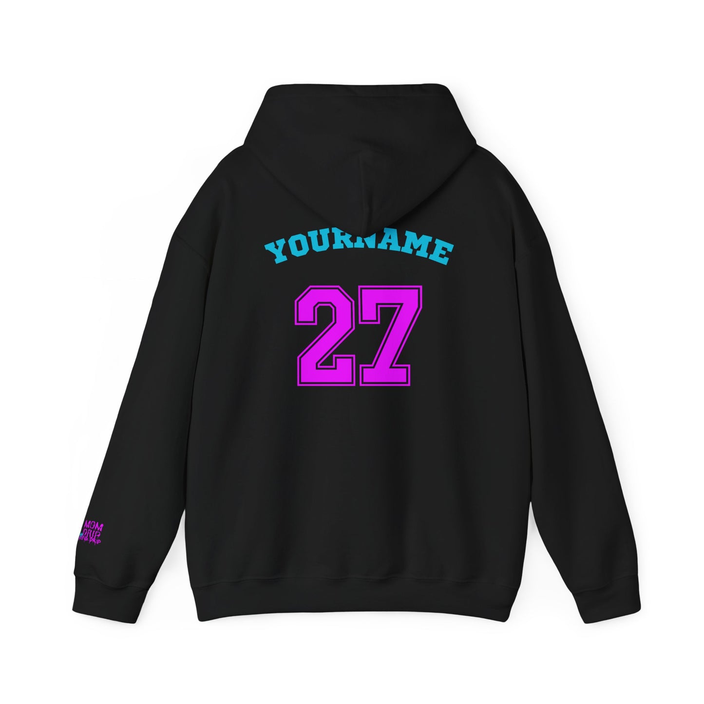 King Drip 27 MOM DRIP Custom Baseball Mom Hooded Sweatshirt - Unisex Heavy Blendâ„¢