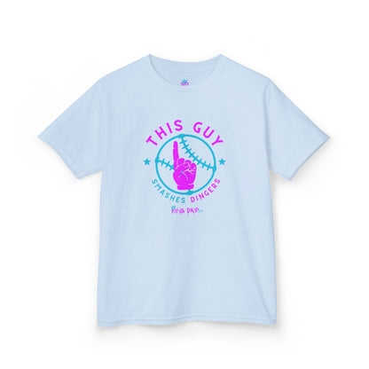 Kids Baseball Theme Tee King Drip 27 - "This Guy Smashes Dingers" T-Shirt