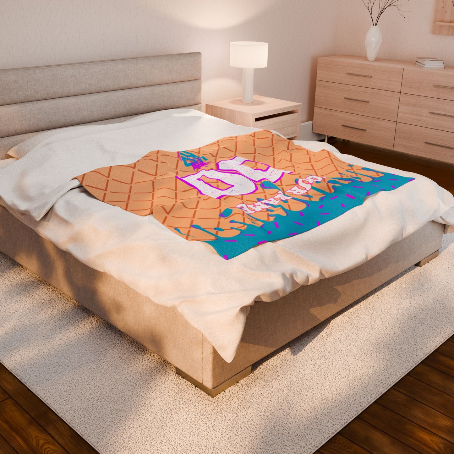 King Drip 27 Custom Ice Cream Cone Plush Blanket - Cozy & Colorful Throw for Sweet Dreams