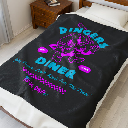 King Drip 27 Retro Diner Plush Blanket - Cozy Velveteen Throw