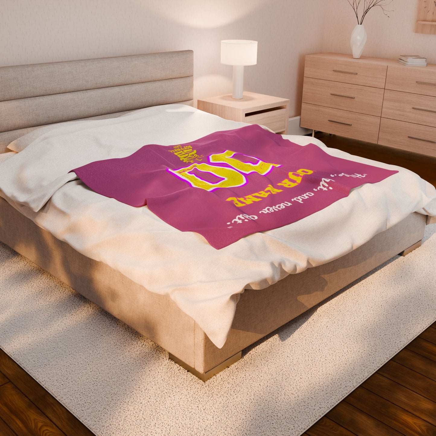 Personalized Velveteen Plush Blanket - 'Hustle, Hit, and Never Quit' Motivational Throw