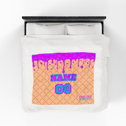 Personalized Ice Cream Cone Plush Blanket - Cozy Custom Throw for Kids & Celebrations