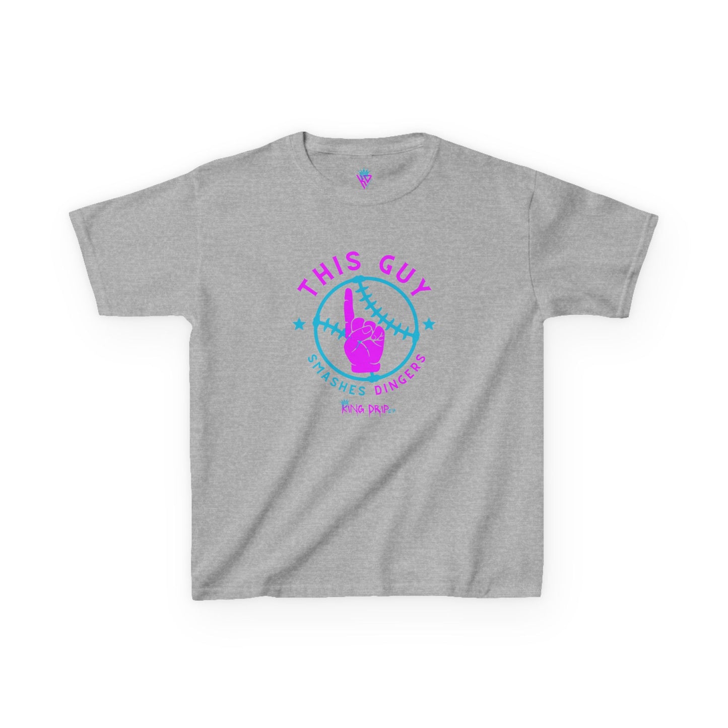 Kids Baseball Theme Tee King Drip 27 - "This Guy Smashes Dingers" T-Shirt