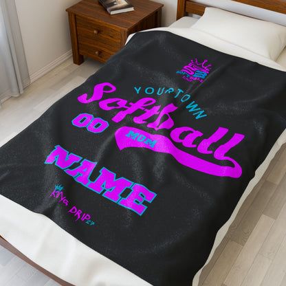 Customized Softball Mom Velveteen Blanket - Cozy & Personalized Gift