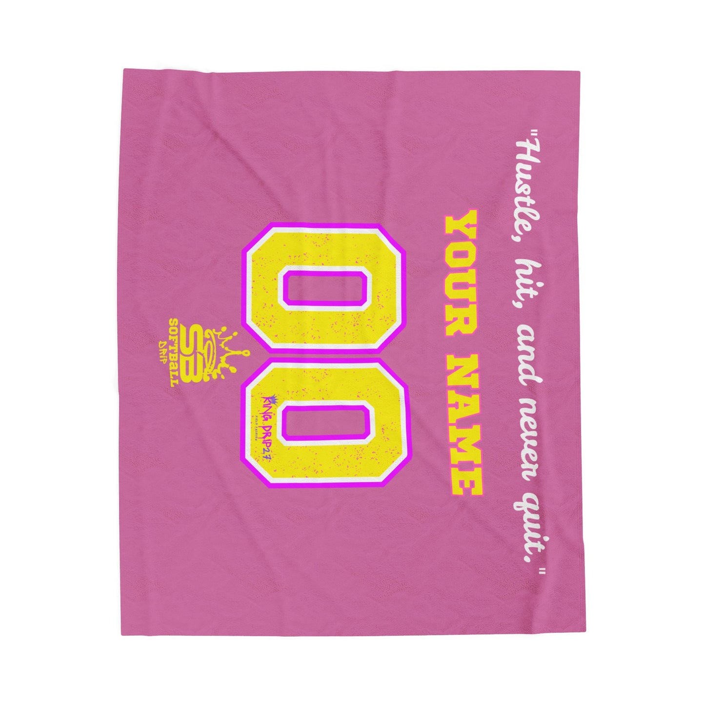 Personalized Velveteen Plush Blanket - 'Hustle, Hit, and Never Quit' Motivational Throw