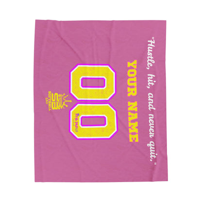 Personalized Velveteen Plush Blanket - 'Hustle, Hit, and Never Quit' Motivational Throw