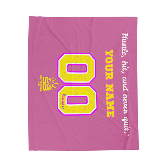 Personalized Velveteen Plush Blanket - 'Hustle, Hit, and Never Quit' Motivational Throw