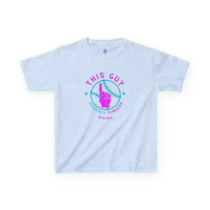 Kids Baseball Theme Tee King Drip 27 - "This Guy Smashes Dingers" T-Shirt