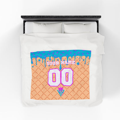 King Drip 27 Custom Ice Cream Cone Plush Blanket - Cozy & Colorful Throw for Sweet Dreams