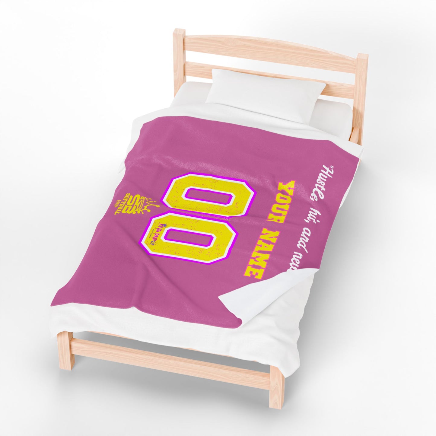 Personalized Velveteen Plush Blanket - 'Hustle, Hit, and Never Quit' Motivational Throw