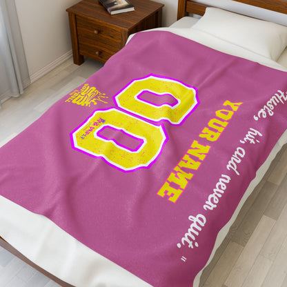 Personalized Velveteen Plush Blanket - 'Hustle, Hit, and Never Quit' Motivational Throw