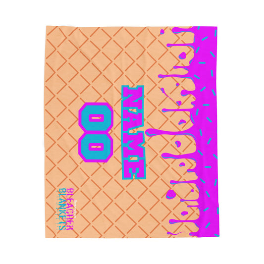 Personalized Ice Cream Cone Plush Blanket - Cozy Custom Throw for Kids & Celebrations